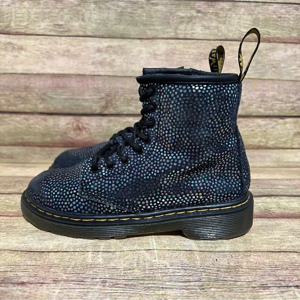 Dr. Martens Black Glitter Lace Up Boots
